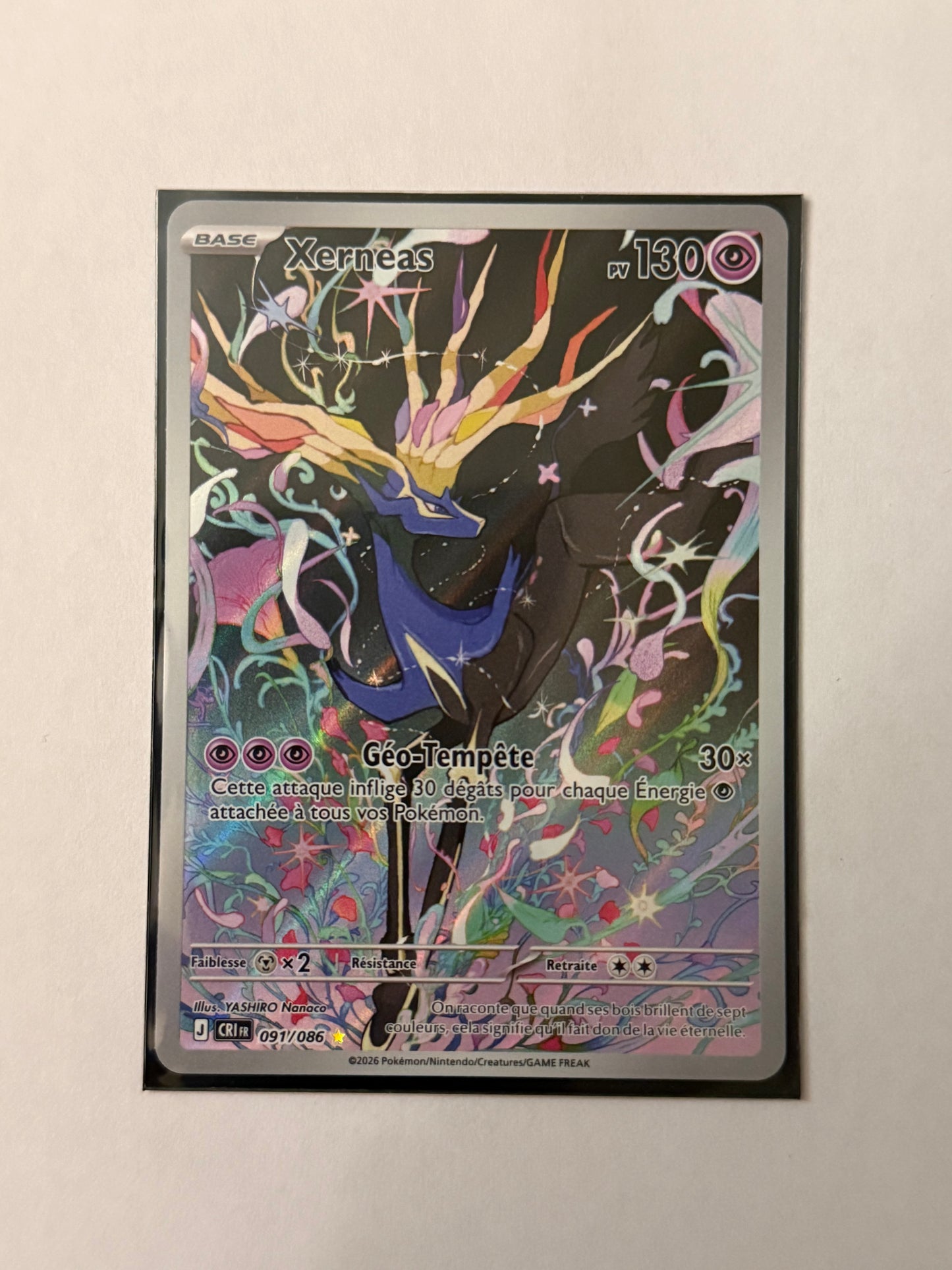 Carte Pokémon AR Xerneas (M4 091) Mint Française + 1 carte mystère
