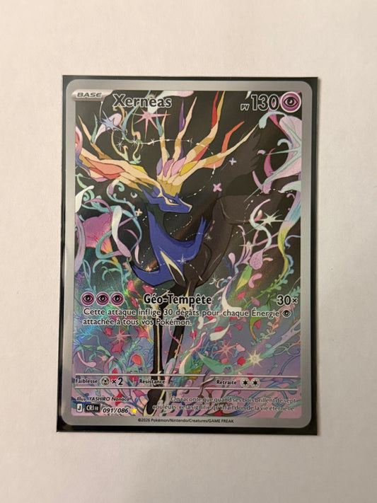 Carte Pokémon AR Xerneas (M4 091) Mint Française + 1 carte mystère