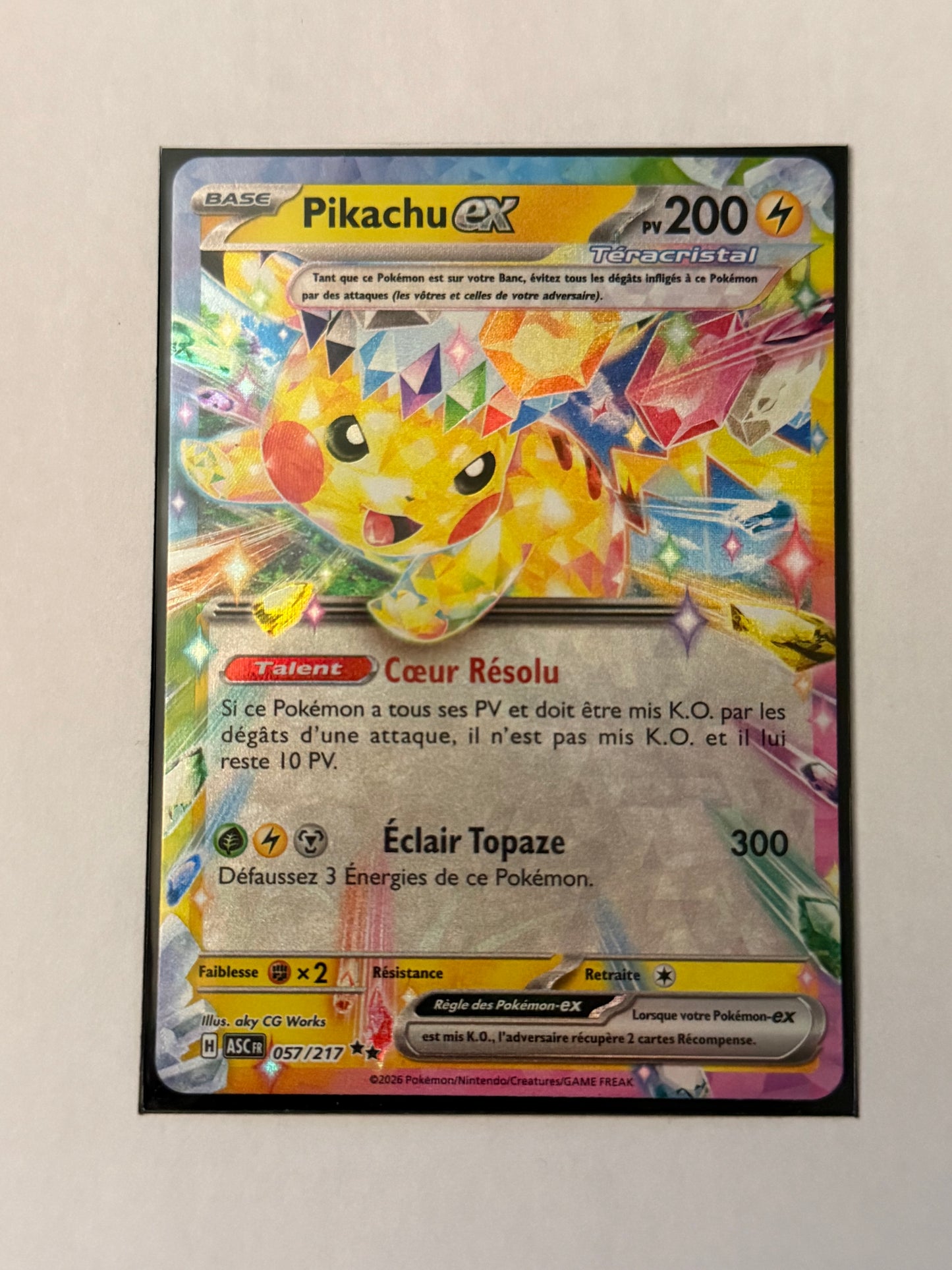 Carte Pokemon Pikachu ex (M2.5 057) Mint Française + 1 carte mystère