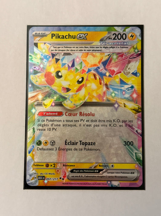 Carte Pokemon Pikachu ex (M2.5 057) Mint Française + 1 carte mystère