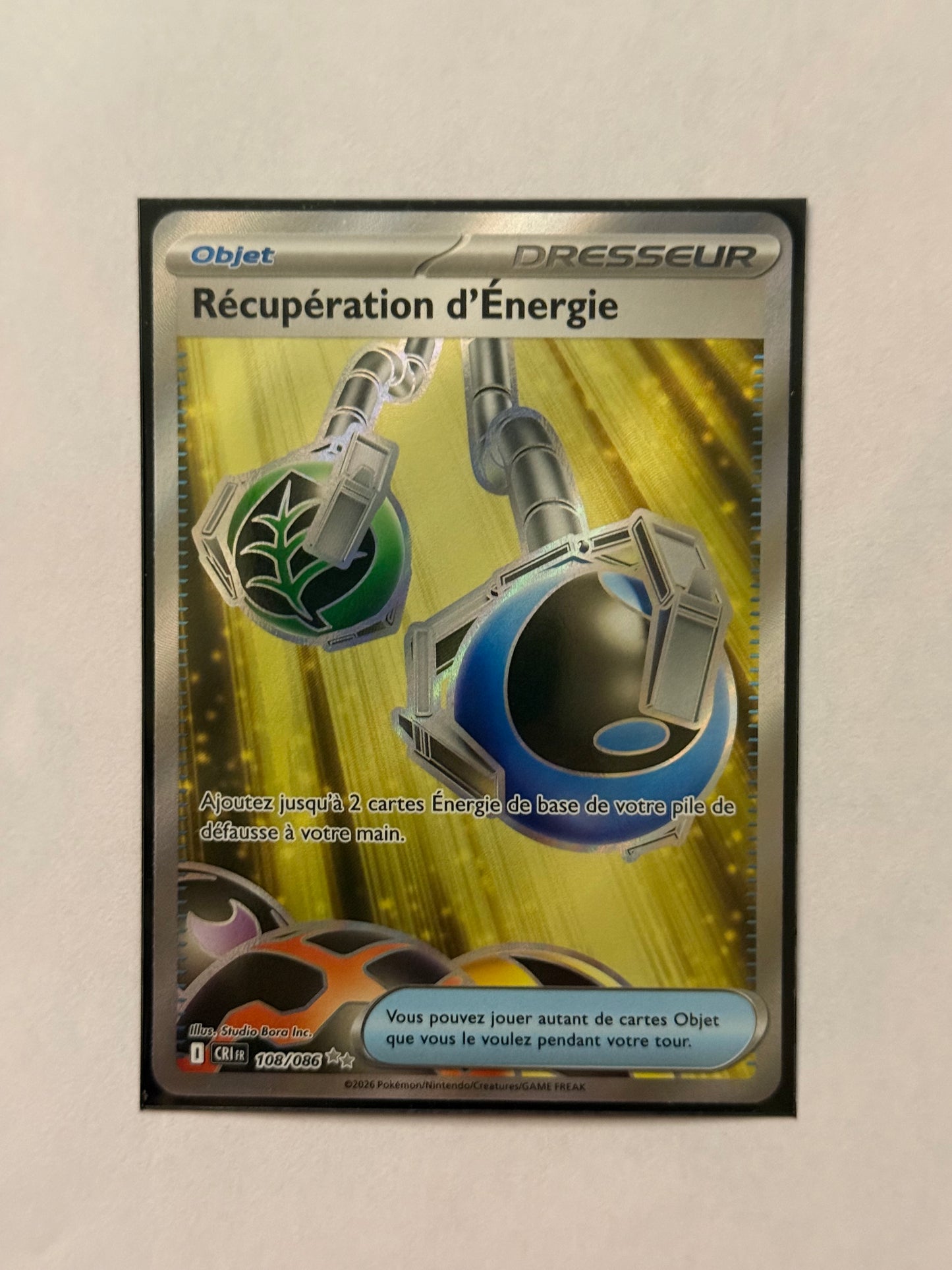 Carte Pokémon FA recuperation Énergie (M4 108) Mint Française + 1 carte mystère