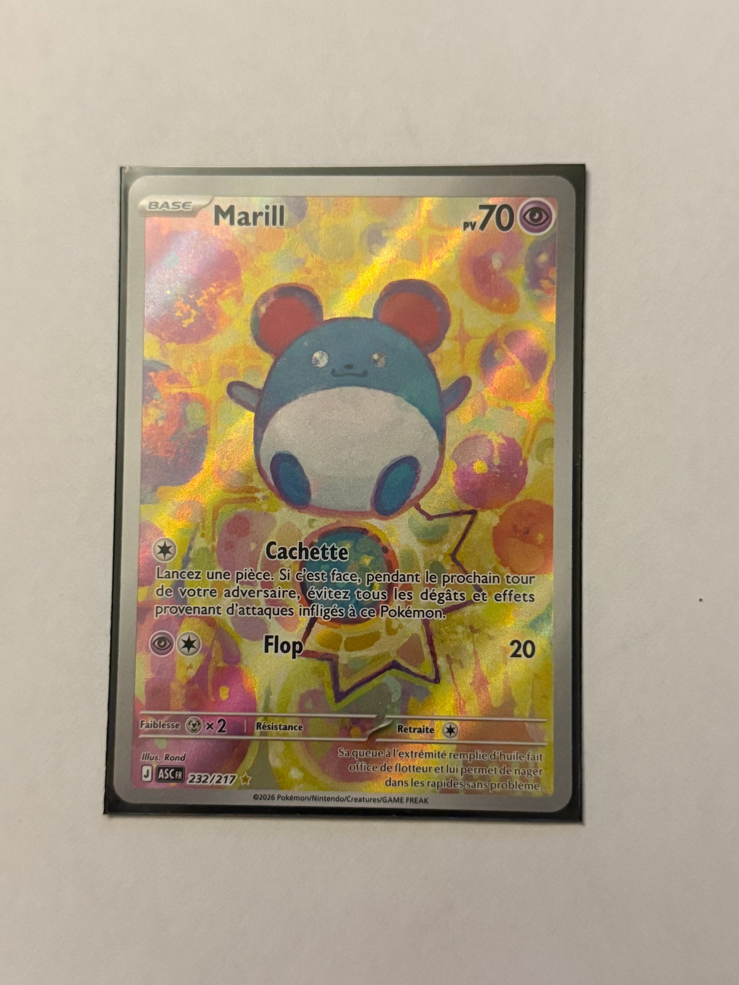 Carte Pokémon AR Marill (Me2.5 232) Mint Française + 1 carte mystère