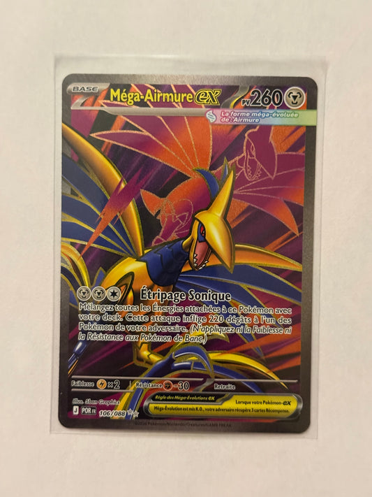 Carte Pokémon FA Mega Airmure ex (M3 106) Mint Française + 1 carte mystère
