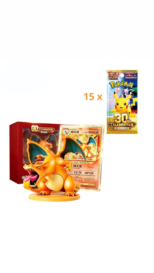 Coffret Pokemon Collector 30 Ans Célébration Dracaufeu scellé Chinois + 1 carte mystère offerte {Précommande}
