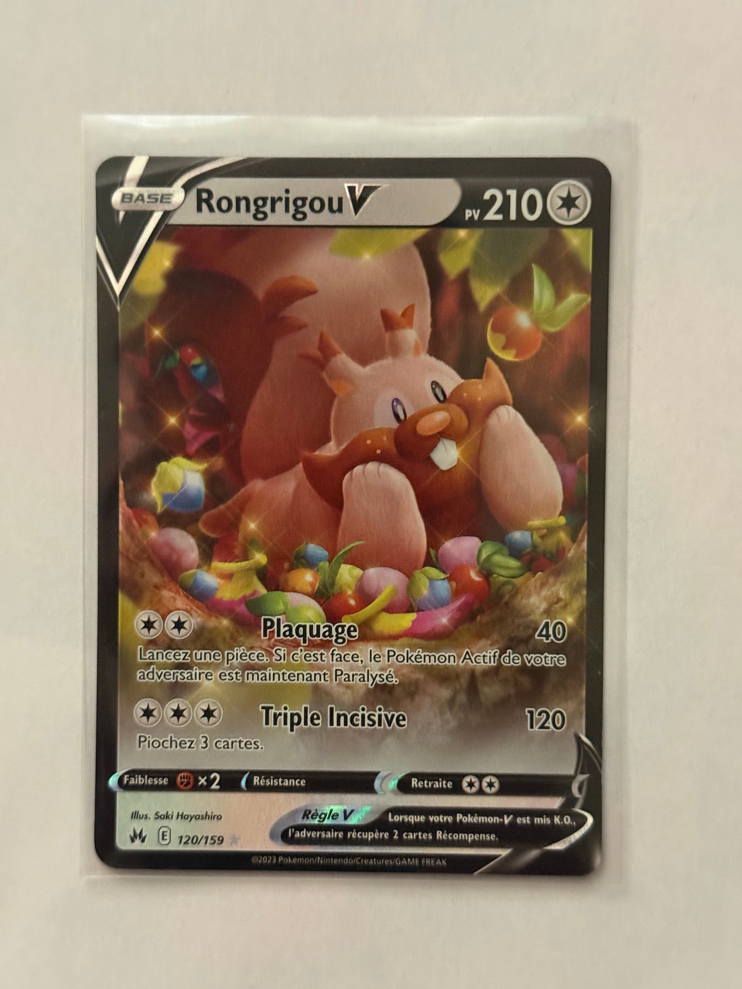 Carte Pokémon Rongrigou V (Eb12.5 120) Mint Française + 1 carte mystère