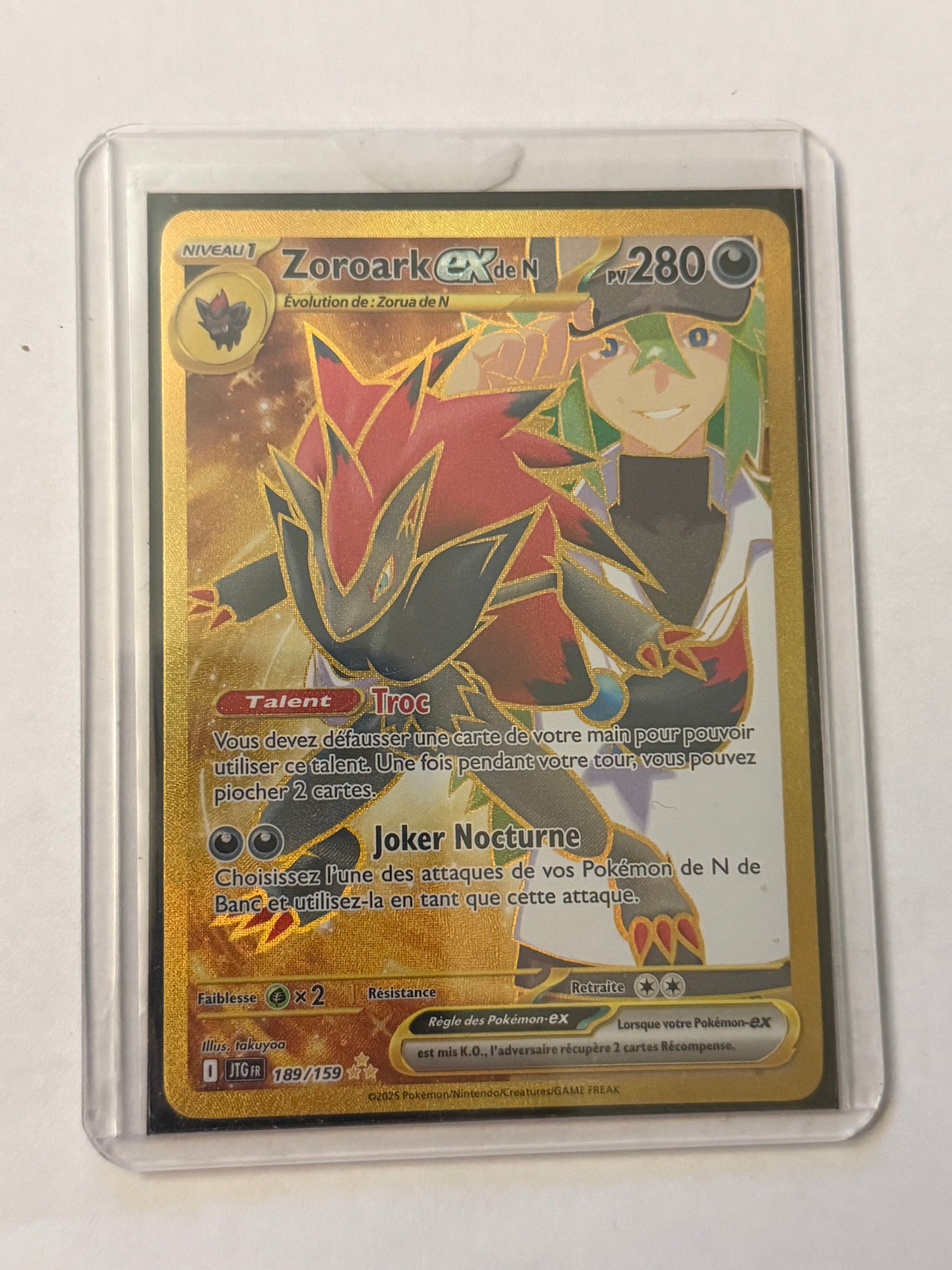 Carte Pokémon FA Zoroark Gold (Ev9 189) Mint Française + 1 carte mystère
