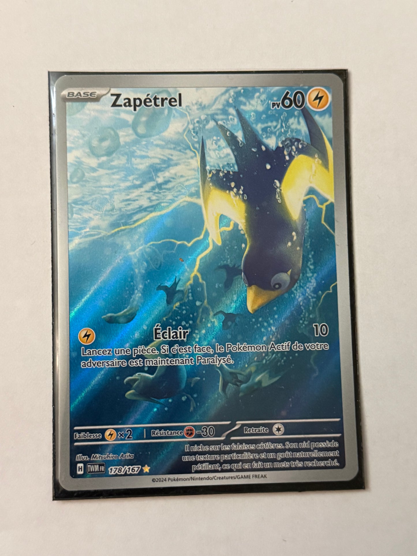 Carte Pokémon AR Zapetrel (Ev6 178) Mint Française + 1 carte mystère