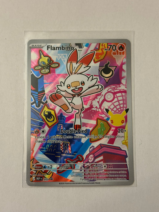 Carte Pokemon Promo Flambino (30ans 053) Mint Française + 1 carte mystère offerte