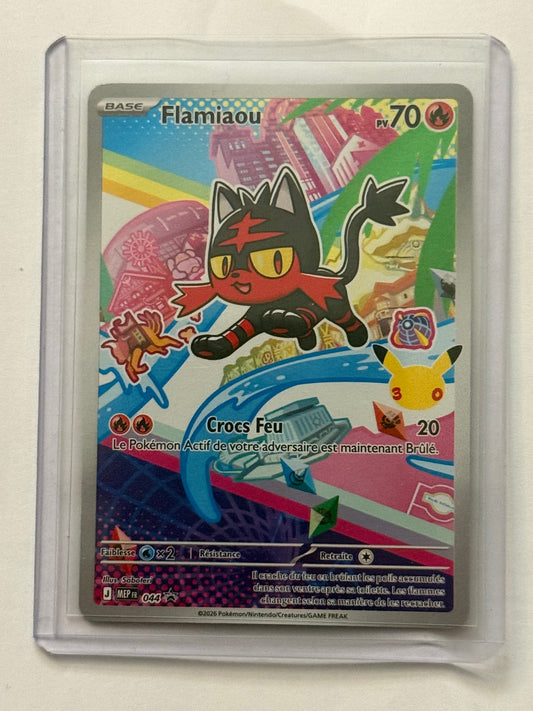 Carte Pokémon Promo Flamiaou (30ans 044) Mint Française  + 1 carte mystère
