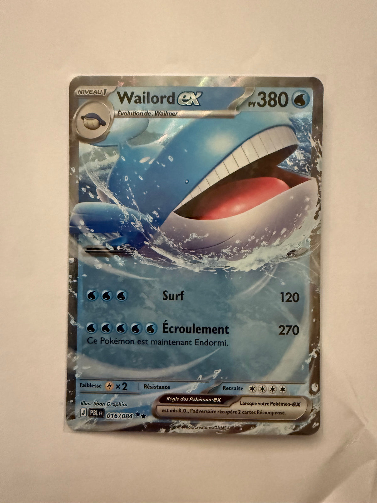 Carte Pokémon Wailord ex (M5 016) Mint Française  + 1 carte mystère