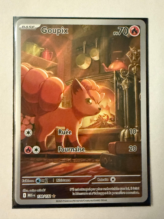 Carte Pokémon AR Goupix (Me1 138) Mint Française + 1 carte mystère