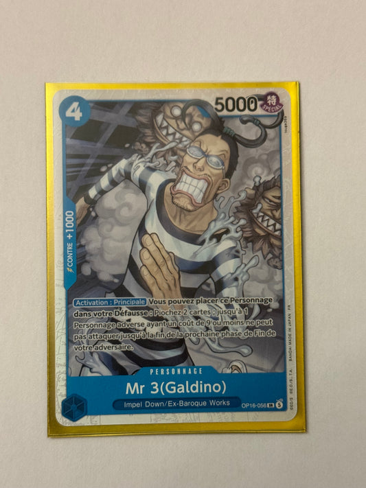 Carte One Piece SR Mr3 Galdino (op16 056) mint française + 1 carte mystère offerte