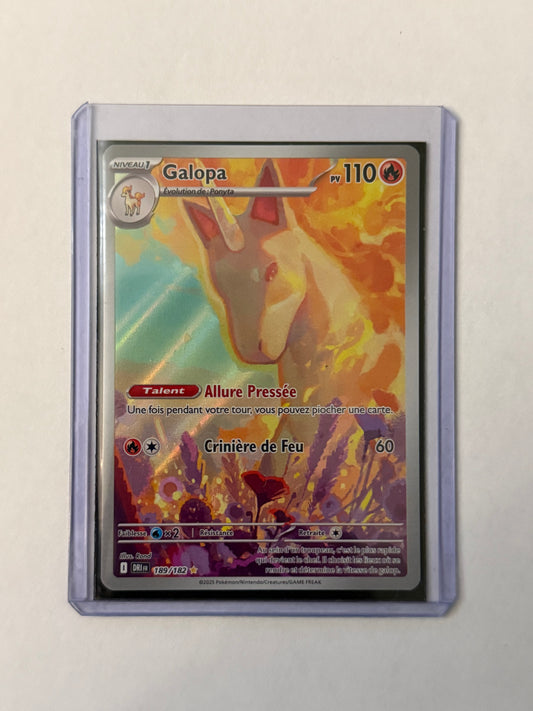 Carte Pokémon AR Galopa (EV10 189) Mint Française + 1 carte mystère