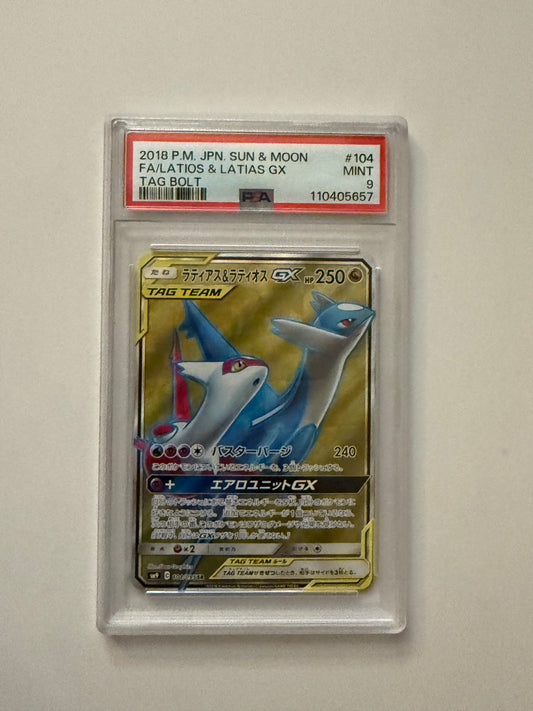 Carte Pokemon Latias et Latios Gx (Sm9 104) Japonaise gradée 9 PSA + 1 carte mystère