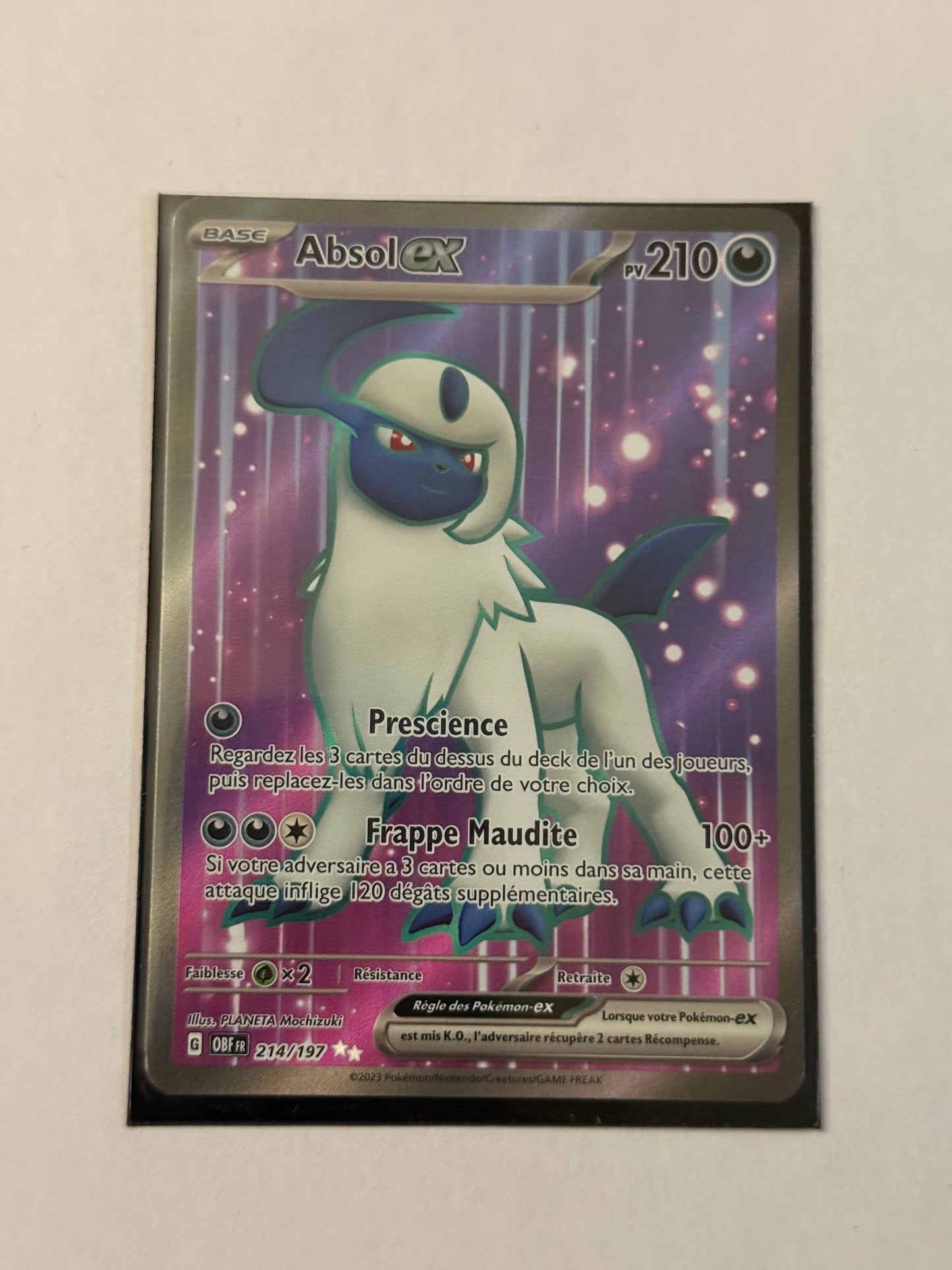 Carte Pokémon FA Absol ex (Ev3 214) Mint Française + 1 carte mystère