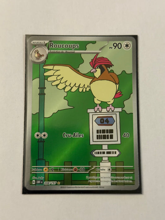Carte Pokémon AR Roucoups (Ev3 208) Mint Française + 1 carte mystère