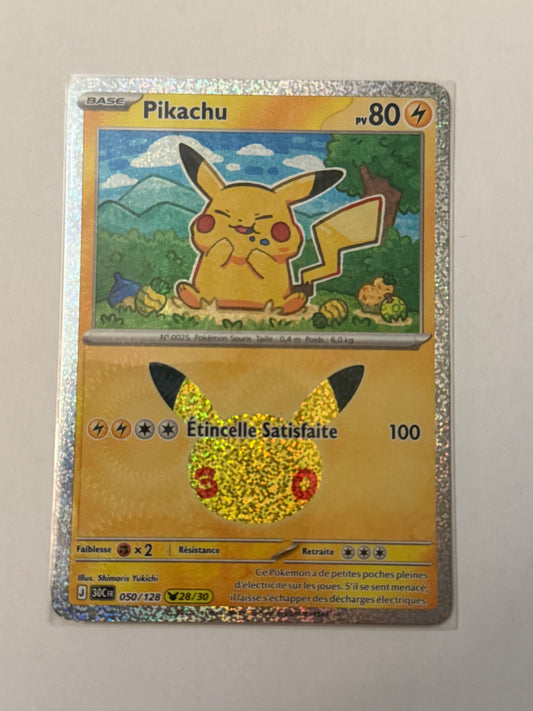 Carte Pokémon Pikachu promo (30ans 28) mint française + 1 carte mystère offerte