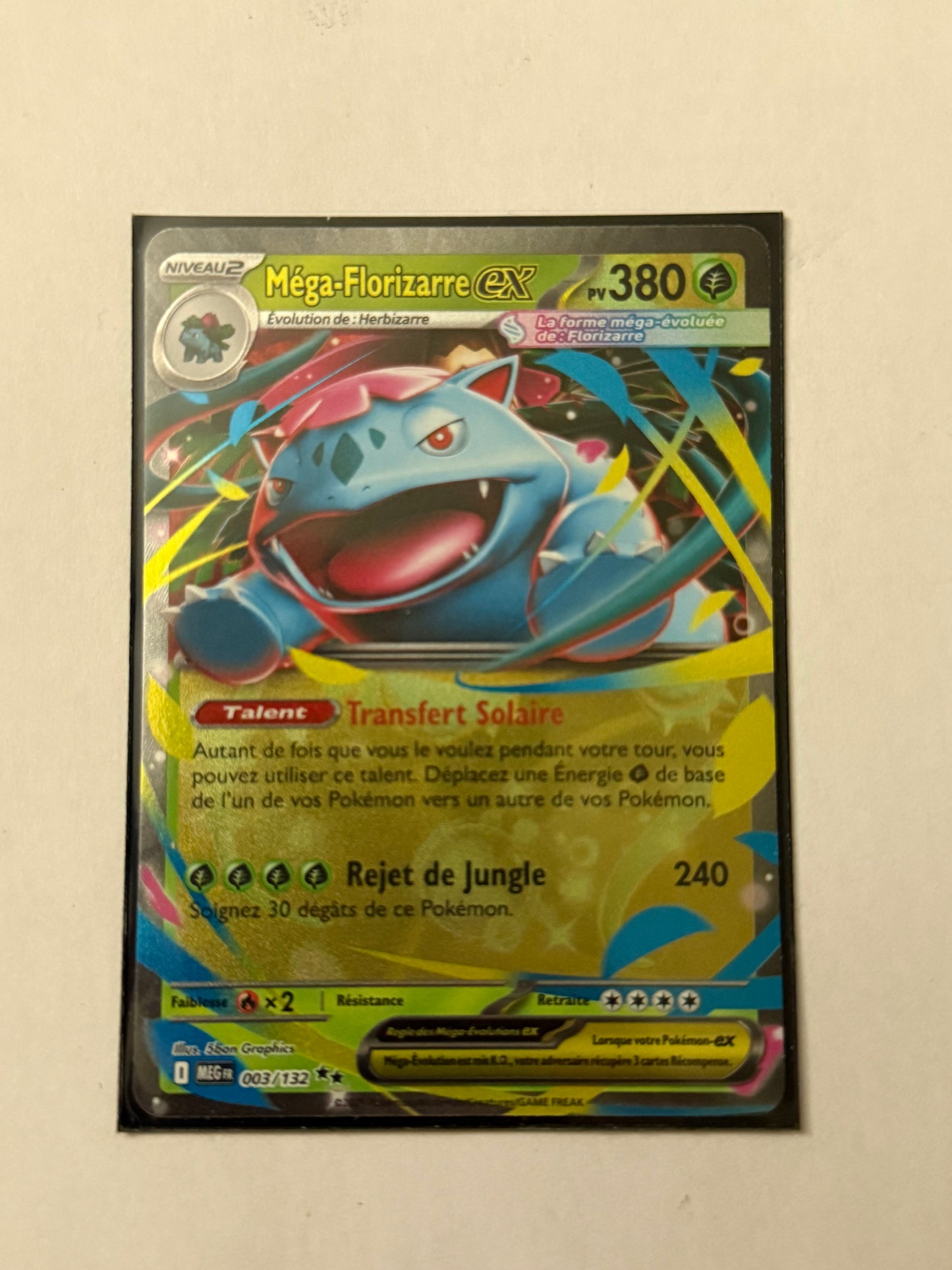 Carte Pokémon Mega Florizarre Ex (Me1 003) Mint Française + 1 carte mystère