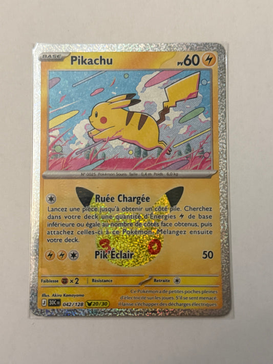 Carte Pokémon Pikachu promo (30ans 20) mint française + 1 carte mystère offerte