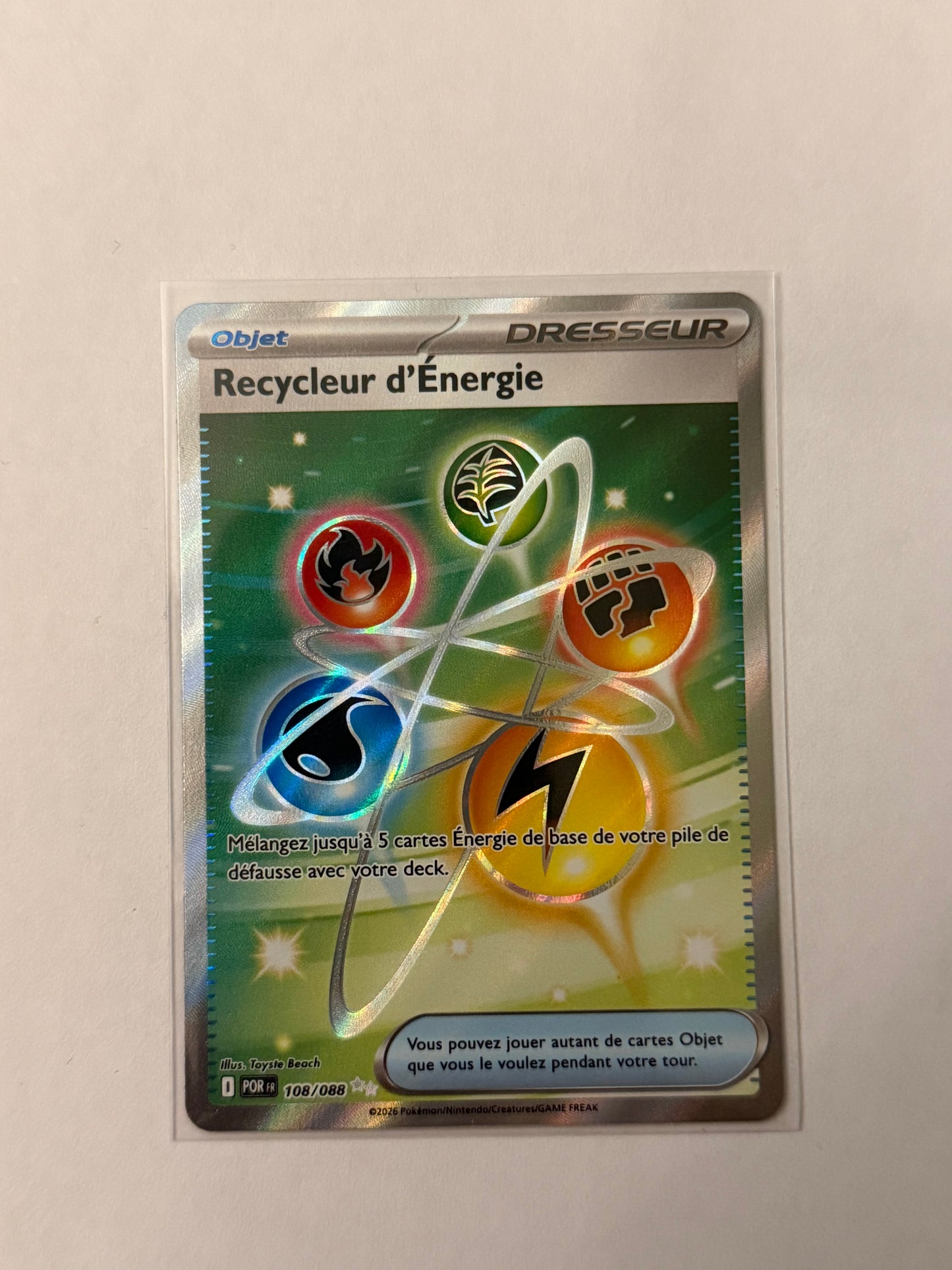 Carte Pokémon FA Recycleur énergie (M3 108) Mint Française + 1 carte mystère