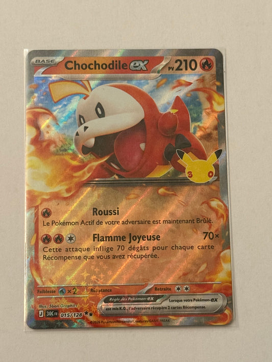 Carte Pokémon Chochodile ex (30ans 015) mint française + 1 carte mystère offerte