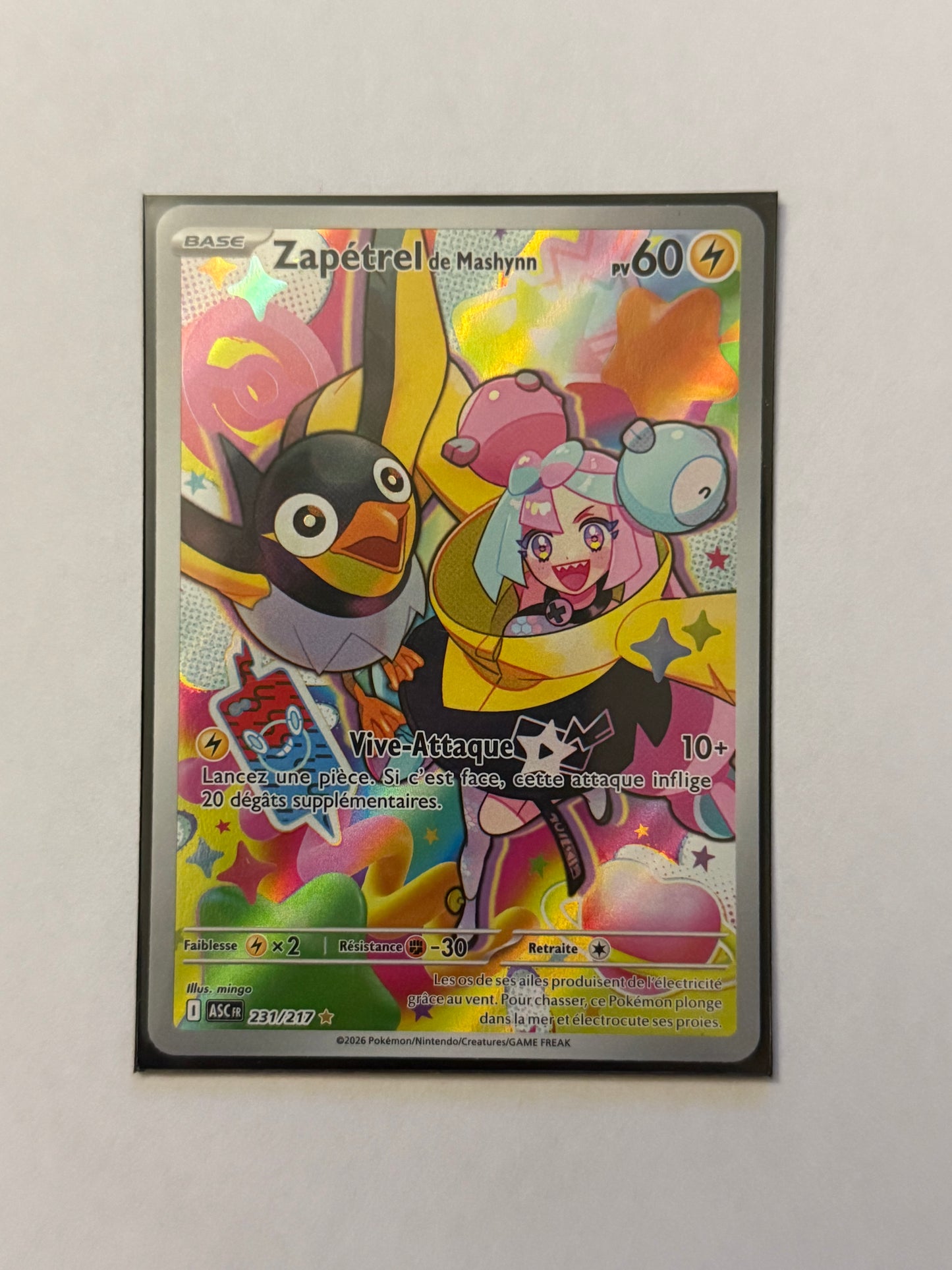 Carte Pokémon AR Zapetrel (Me2.5 231) Mint Française + 1 carte mystère