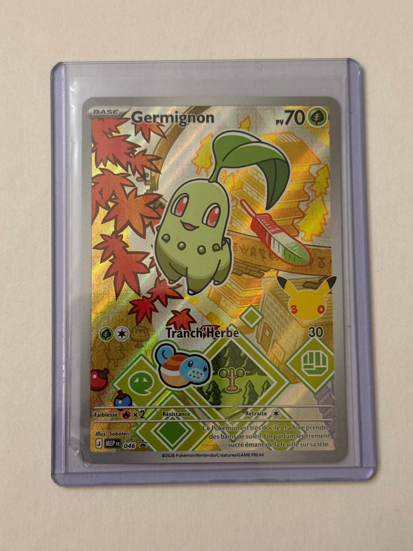 Carte Pokemon Promo Germignon (30ans 046) Mint Française + 1 carte mystère offerte