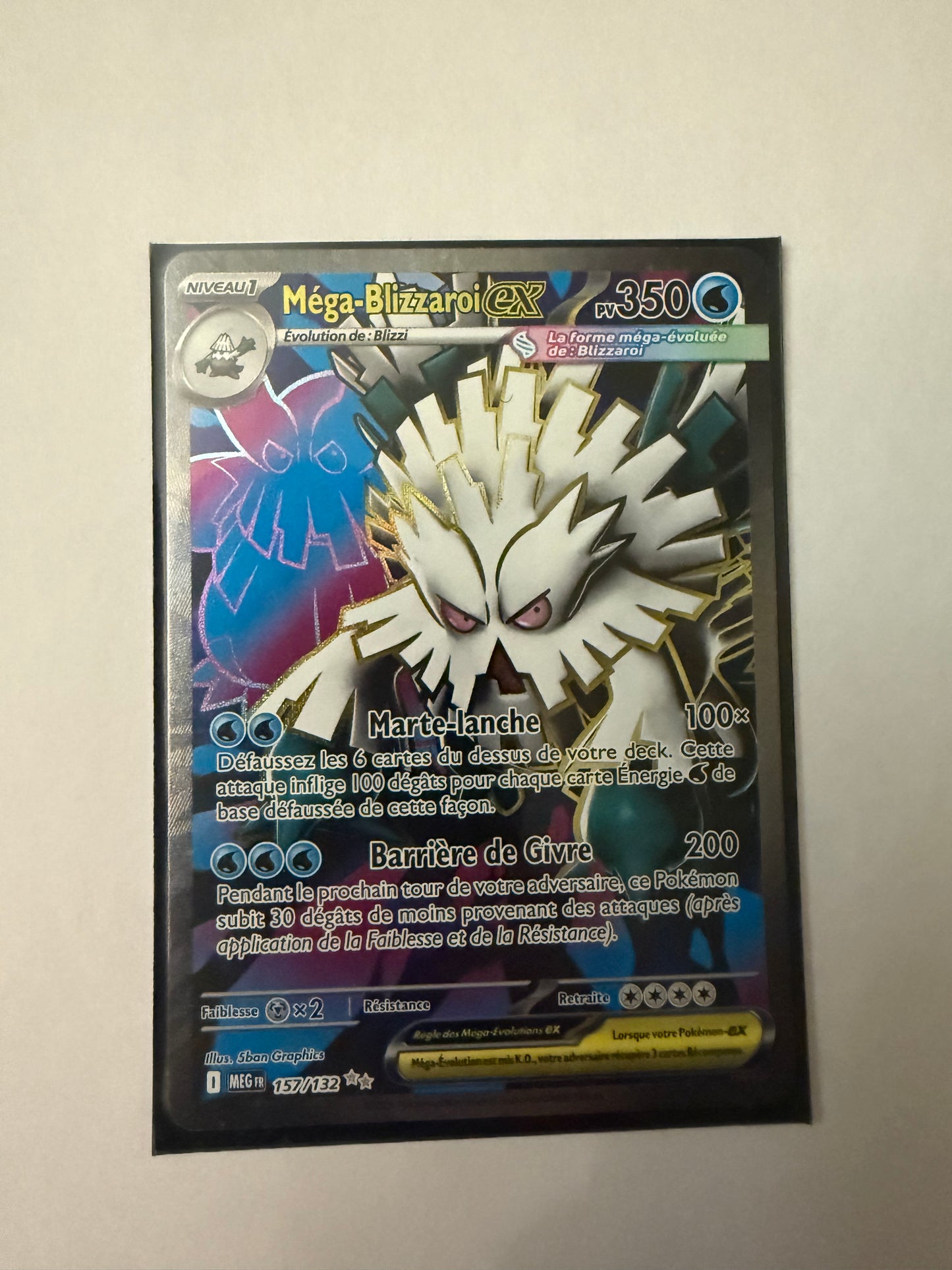 Carte Pokémon FA Mega Blizzaroi ex (Me1 157) Mint Française + 1 carte mystère