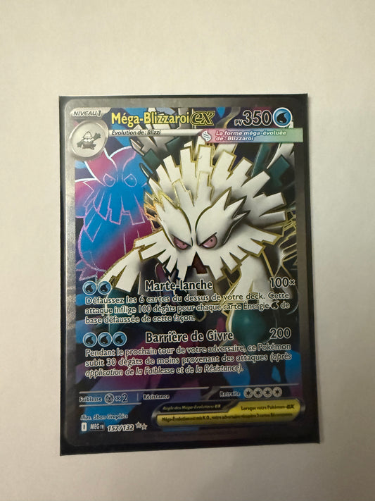 Carte Pokémon FA Mega Blizzaroi ex (Me1 157) Mint Française + 1 carte mystère