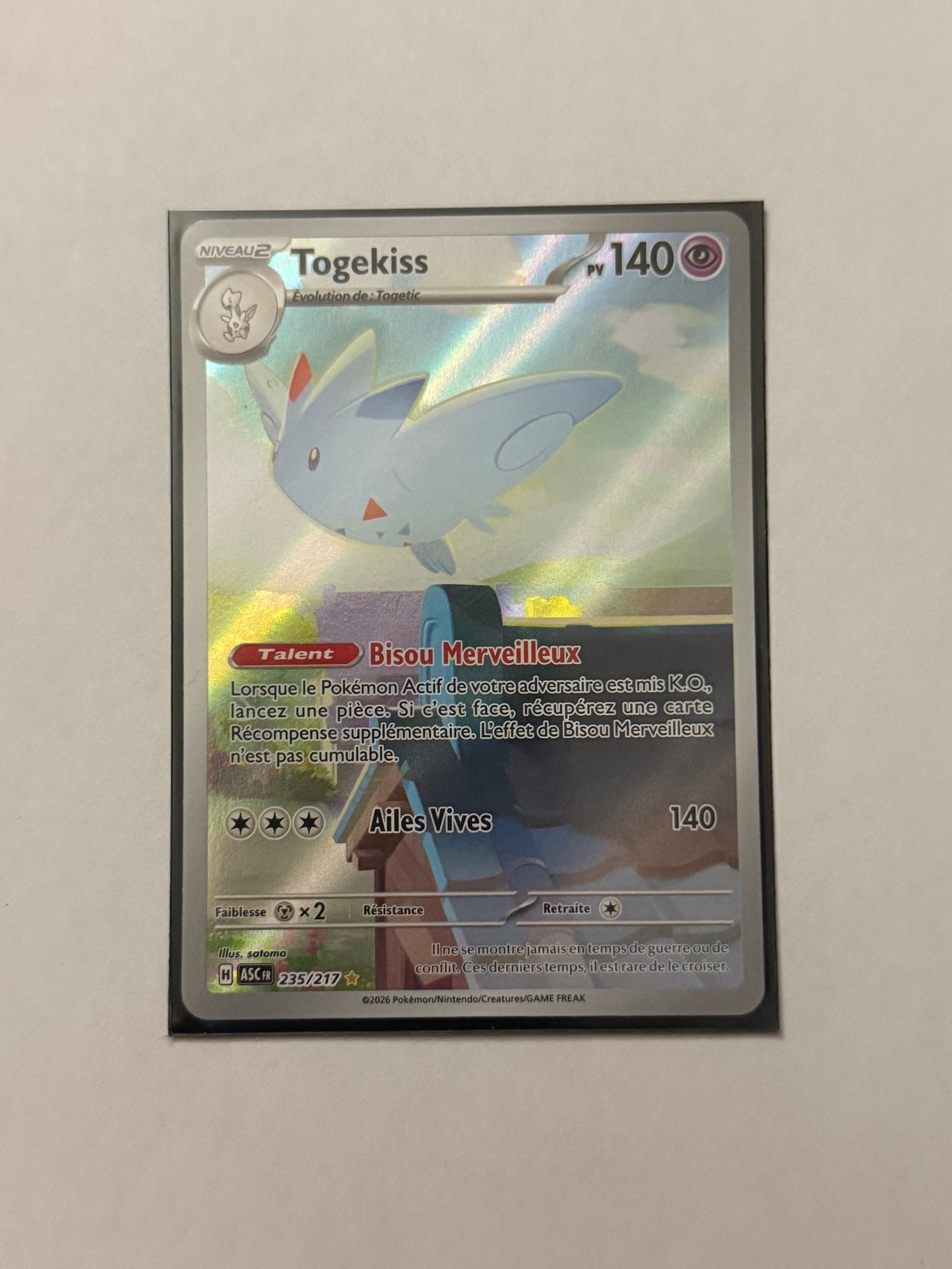 Carte Pokémon AR Togekiss (Me2.5 235) Mint Française + 1 carte mystère