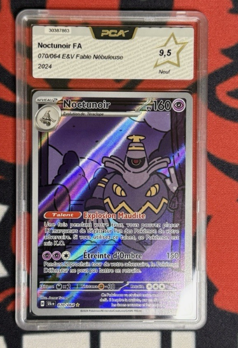 Carte Pokemon PCA 9.5 Noctunoir AR (EV6.5 070) Française + 1 carte mystère offerte