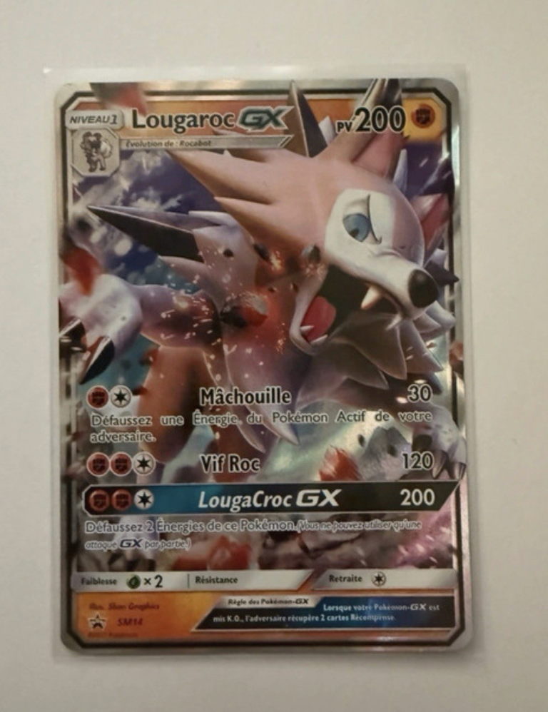 Carte Pokemon Lougaroc GX Promo (SM 14) Mint Française + 1 carte mystère offert