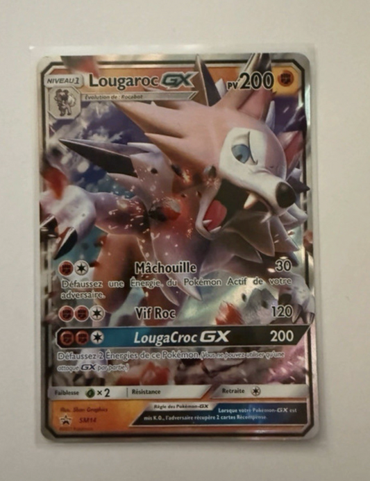 Carte Pokemon Lougaroc GX Promo (SM 14) Mint Française + 1 carte mystère offert