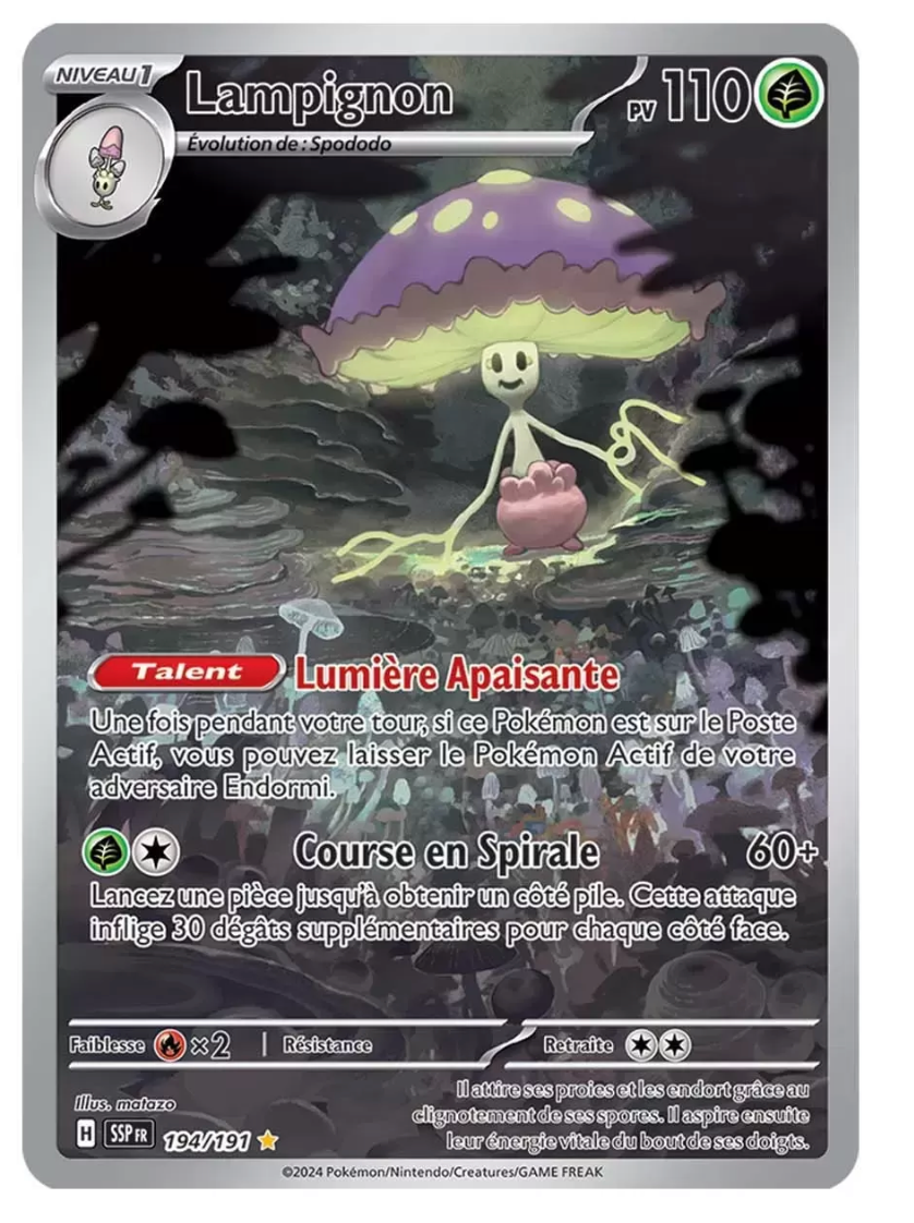 Carte Pokemon Lampignon AR (EV8 194) MINT Française + 1 carte mystère offerte