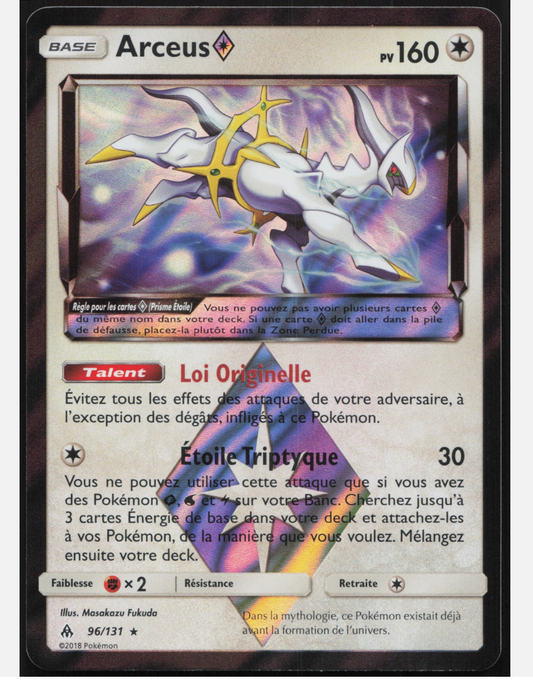 Carte Pokémon Arceus Holo (FLI 96) Française Mint + 1 carte mystère offerte