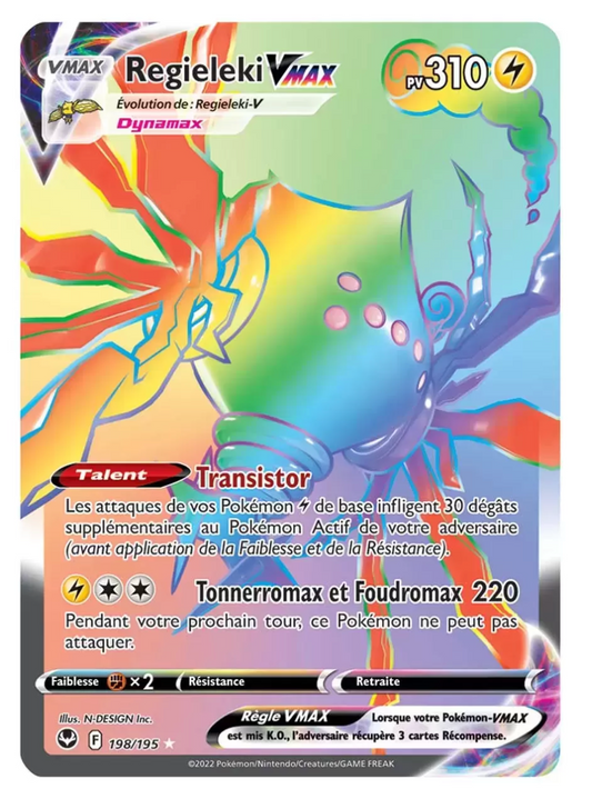 Carte Pokémon Regilieki Vmax (Eb12 198 ) Française Mint + 1 carte mystère offerte