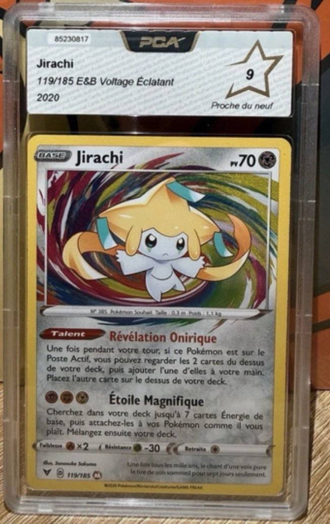 carte pokemon gradée Jirachi Amazing (EB4 119) PCA 9 Française + 1 Carte Offerte