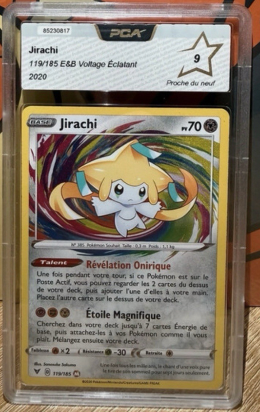 carte pokemon gradée Jirachi Amazing (EB4 119) PCA 9 Française + 1 Carte Offerte