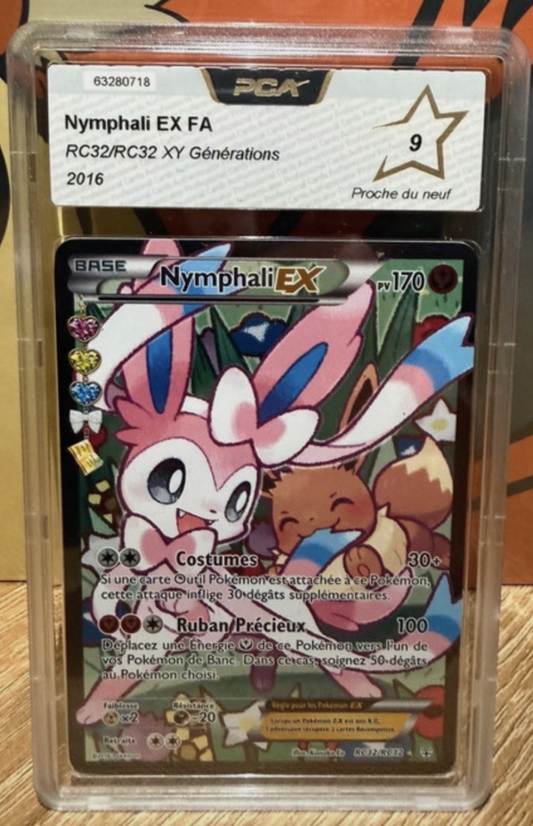 Carte Pokemon gradée Nymphali ex (GEN Rc32) PCA 9 Française + 1 carte mystère offerte