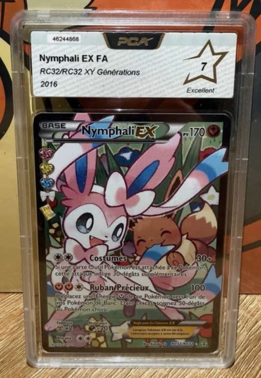 Carte Pokemon gradée Nymphali ex (GEN Rc32) PCA 7 Française + 1 carte mystère offerte