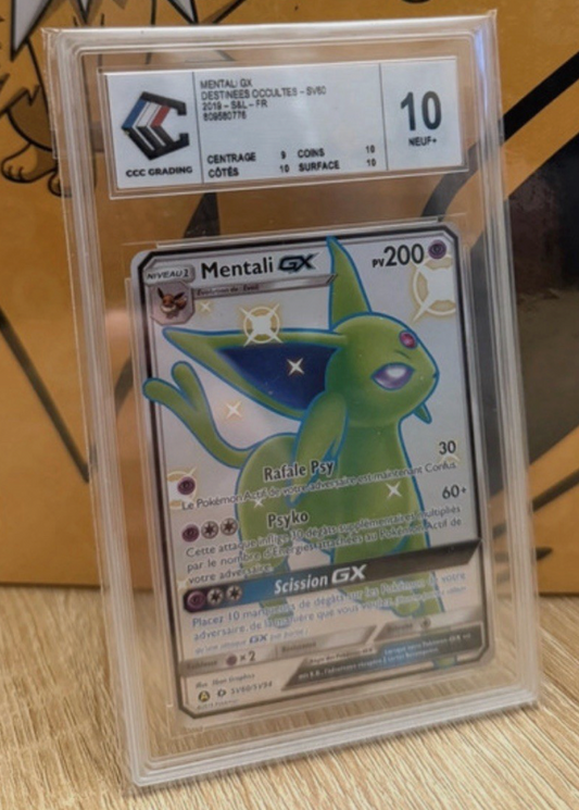 Carte Pokémon Gradée 10 Mentali Gx (HIF sv60) CCC Française + 1 carte mystère offerte