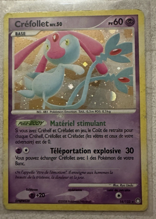 Carte Pokemon Crefollet nv50 Française (MT14) Trésor mystérieux 2008 Excellent état Holo