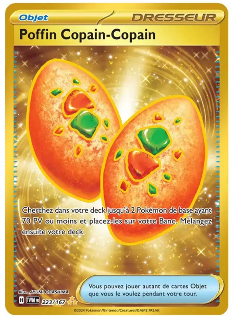 Carte Pokemon Poffin Copain-Copain Gold (EV6 223) Mint Française + 1 carte mystère offerte