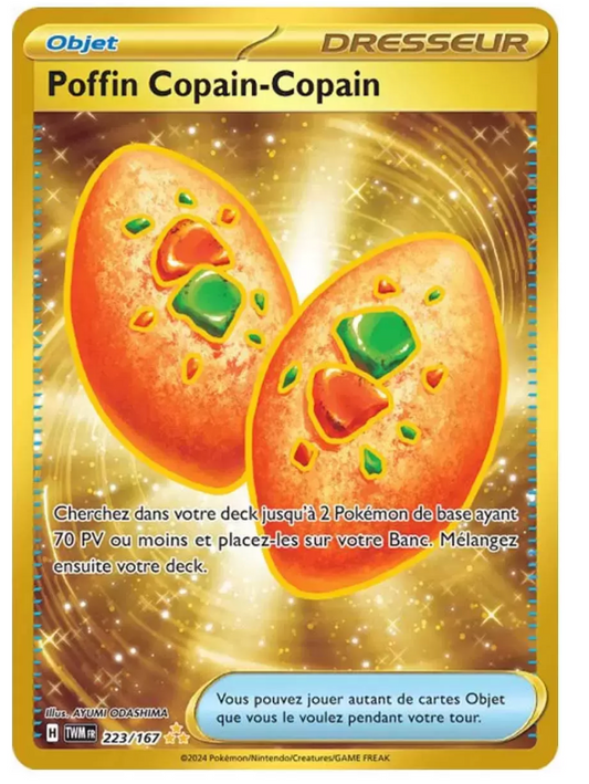 Carte Pokemon Poffin Copain-Copain Gold (EV6 223) Mint Française + 1 carte mystère offerte