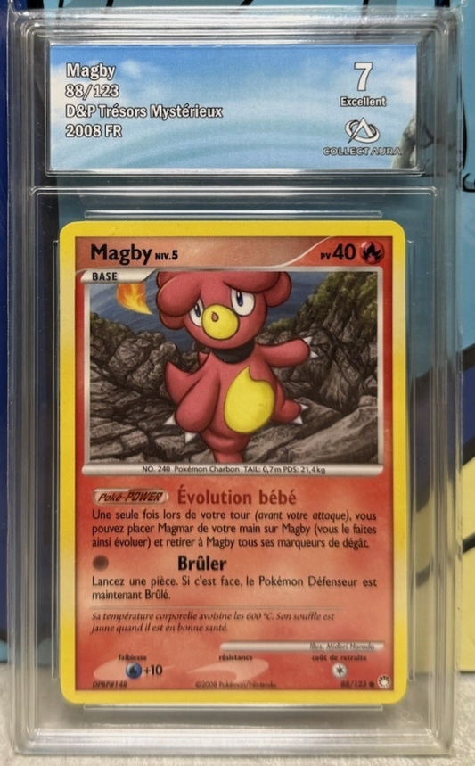 Carte Pokemon Gradée Magby (DP 88/123) Collectaura Française + 1 carte mystère offerte