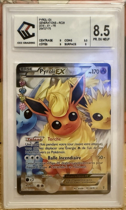 Carte Pokémon Gradée CCC 8,5 Pyroli Ex (GEN RC28) Française NM + 2 cartes mystères offerte