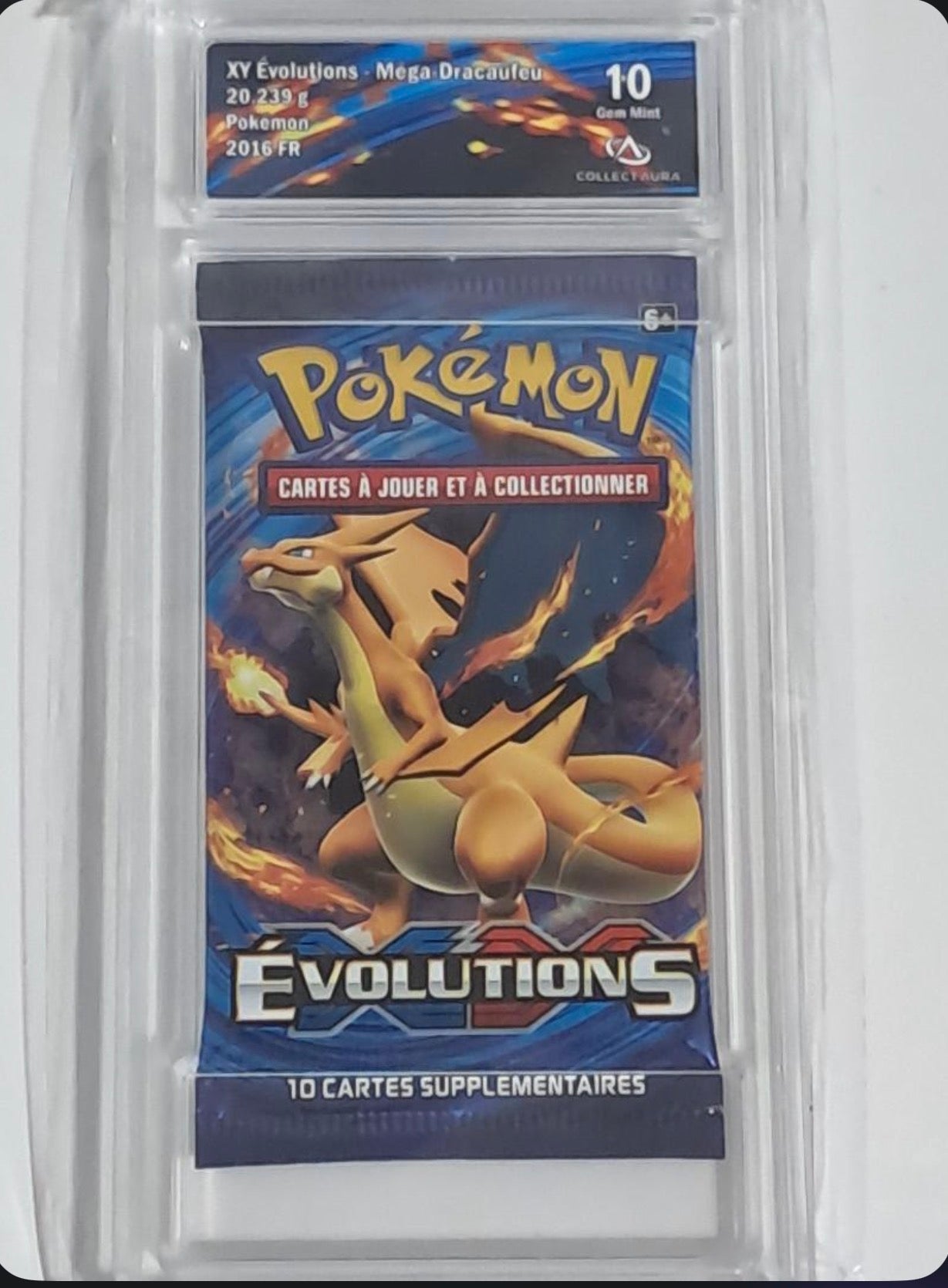 Booster Pokemon XY Évolution Dracaufeu scellé et grade 10 Collectaura français pesé lourd