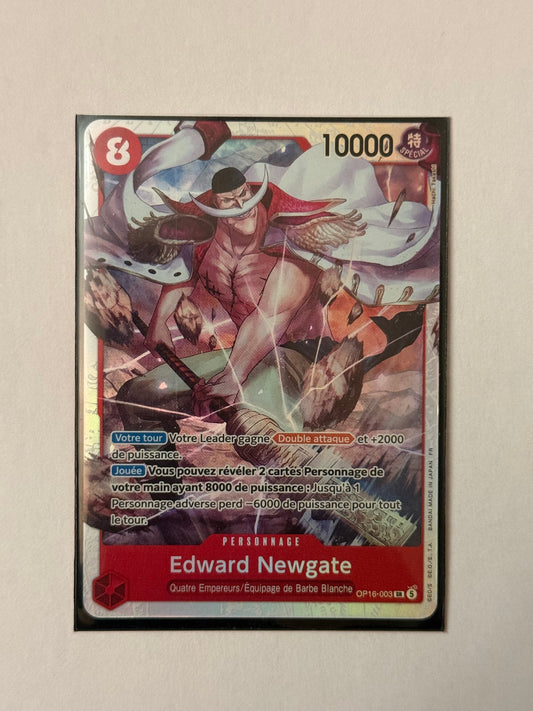 Carte One Piece SR Edward Newgate (op16 003) mint française + 1 carte mystère offerte