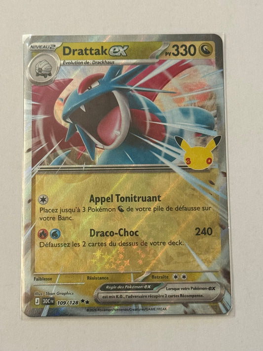 Carte Pokémon Drattak ex (30ans 109) mint française + 1 carte mystère offerte