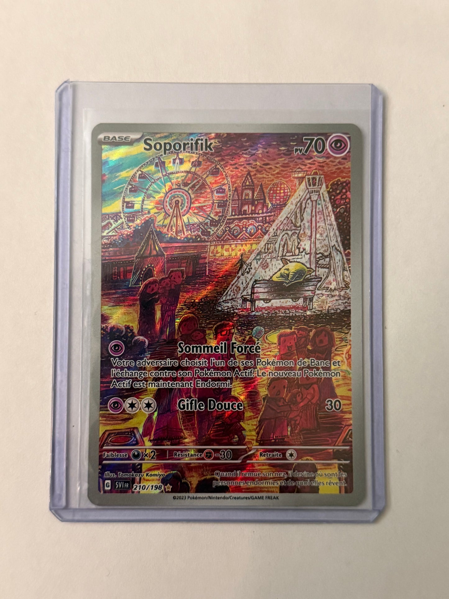 Carte Pokémon AR Soporifik (EV1 210) Mint Française + 1 carte mystère